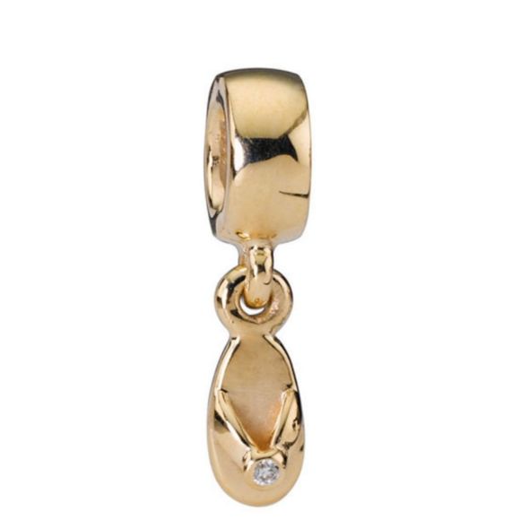 Pandora Jewelry - Retired 14K Gold Flip Flop Sandal Dangle with Diamond - 750433D